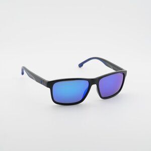 CARRERA 2047T/S 0D51 Z0 Sunglasses Black/Blue Rectangle Frame, Blue Lenses